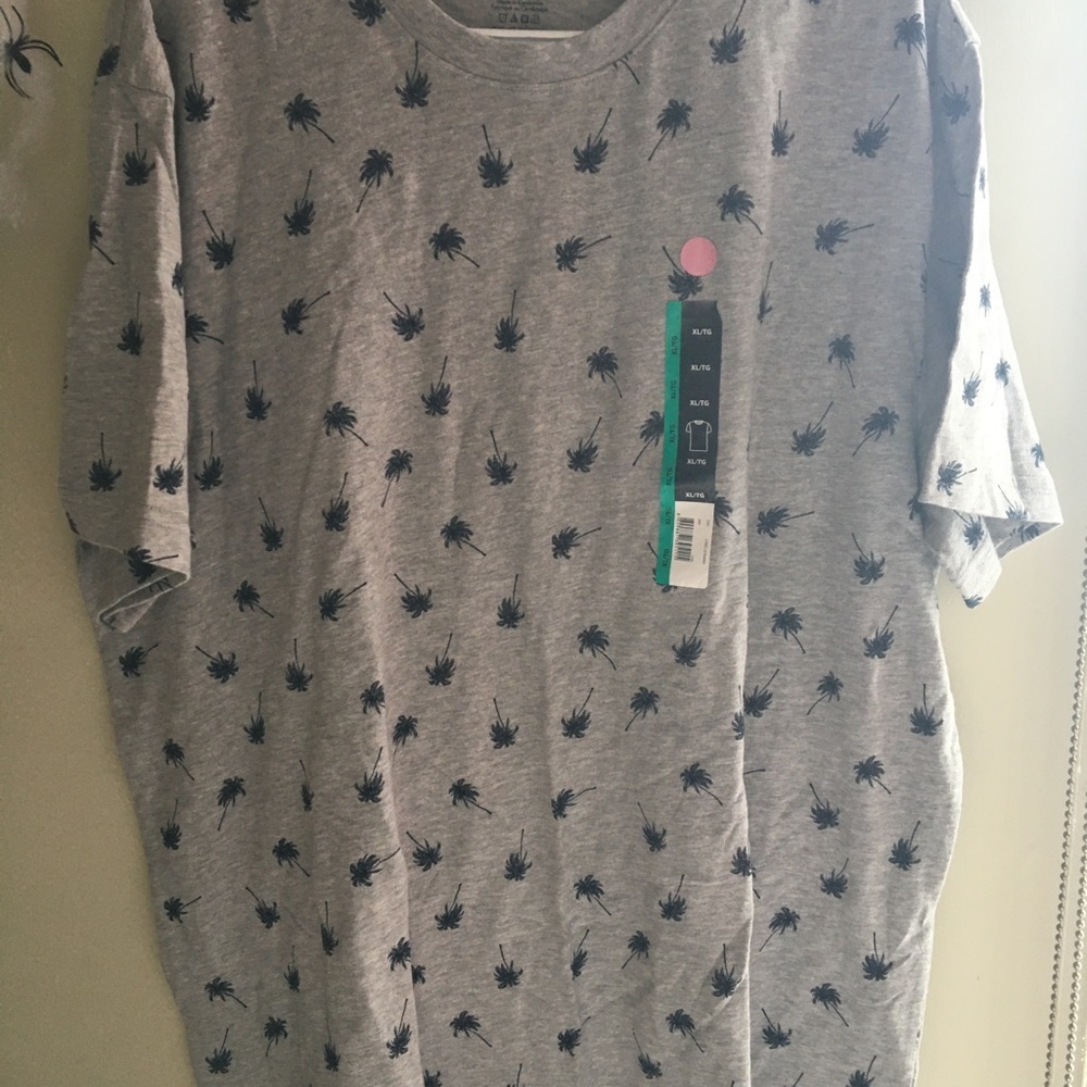 Gray T-Shirt with Palm Tree Print